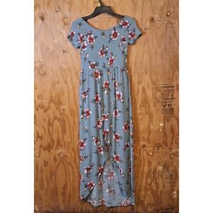 Miami Dress Women's Size Medium Sage Green Floral Smocked Coconut Girl Tropical